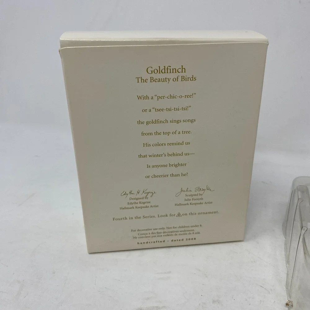 Hallmark‎ Keepsake Goldfinch Ornament 2008 Beauty of Birds Series Christmas Box